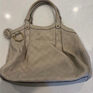 Vintage Gucci Beige Monogram Shoulder Bag